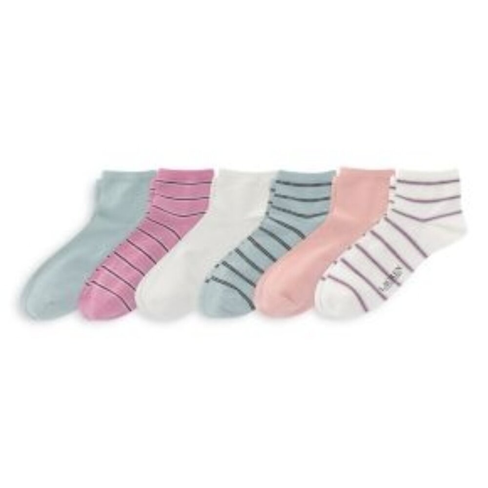 24$ Polo Ralph Lauren 6 Pairs Shirting Striped Ankle Length Socks Sizes 9-11